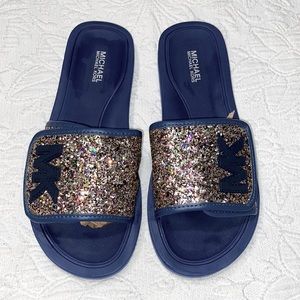 Michael Kors Blue Glitter Sandals